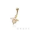 316L SURGICAL STEEL MULTI CZ LILLY FLOWER LACE NON DANGLE BELLY BUTTON NAVEL RING 